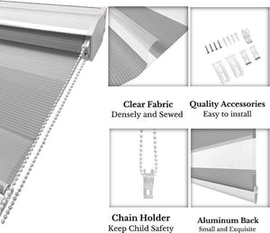 Allbright Zebra Blinds Dual Layer 35" W X 72",Grey