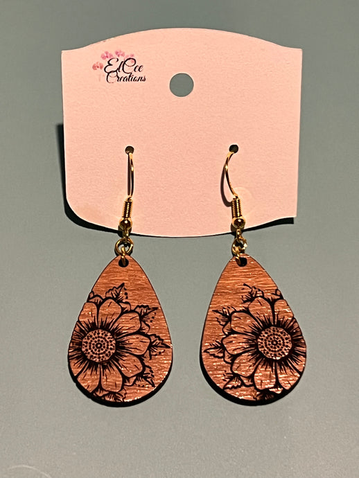 Sunflower Wood Earrings