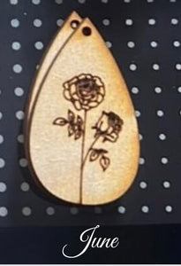 Birth flower Wood Earrings