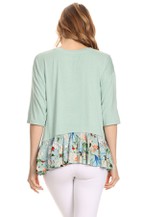 Sage Flare Top with Ruffle