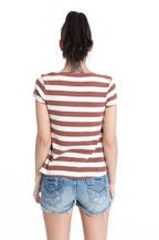 Load image into Gallery viewer, Stripe Jersey Rib Front Lace-Up Top