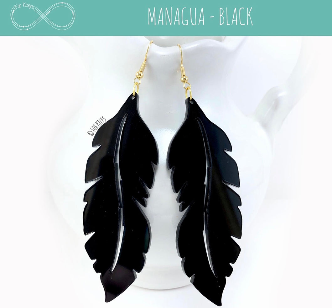 Managua Black Acrylic Earrings