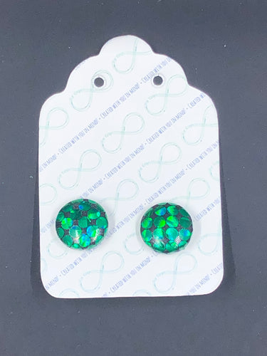 For Keeps Medium Green/Black Button Studs