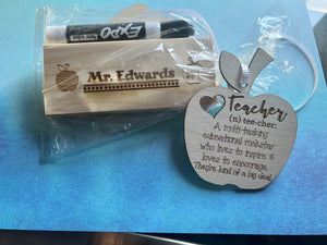 Teacher Appreciation Gift with apple tag
