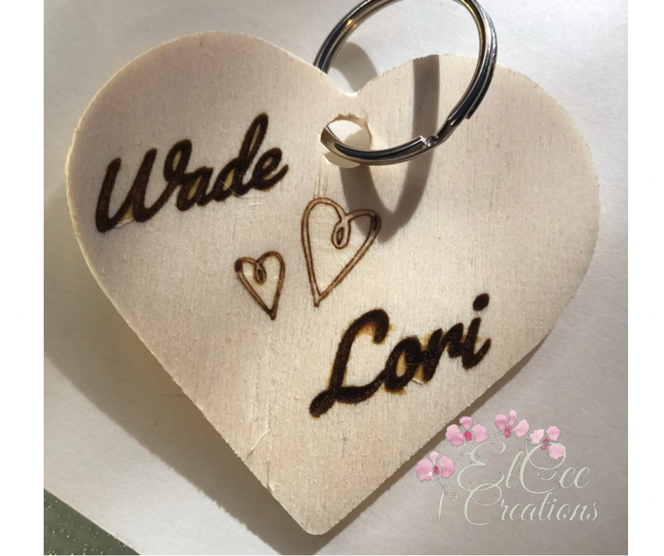 Personalized Wooden Heart Keychain