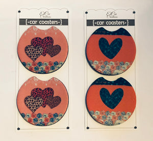 Love & Hearts Car Coasters