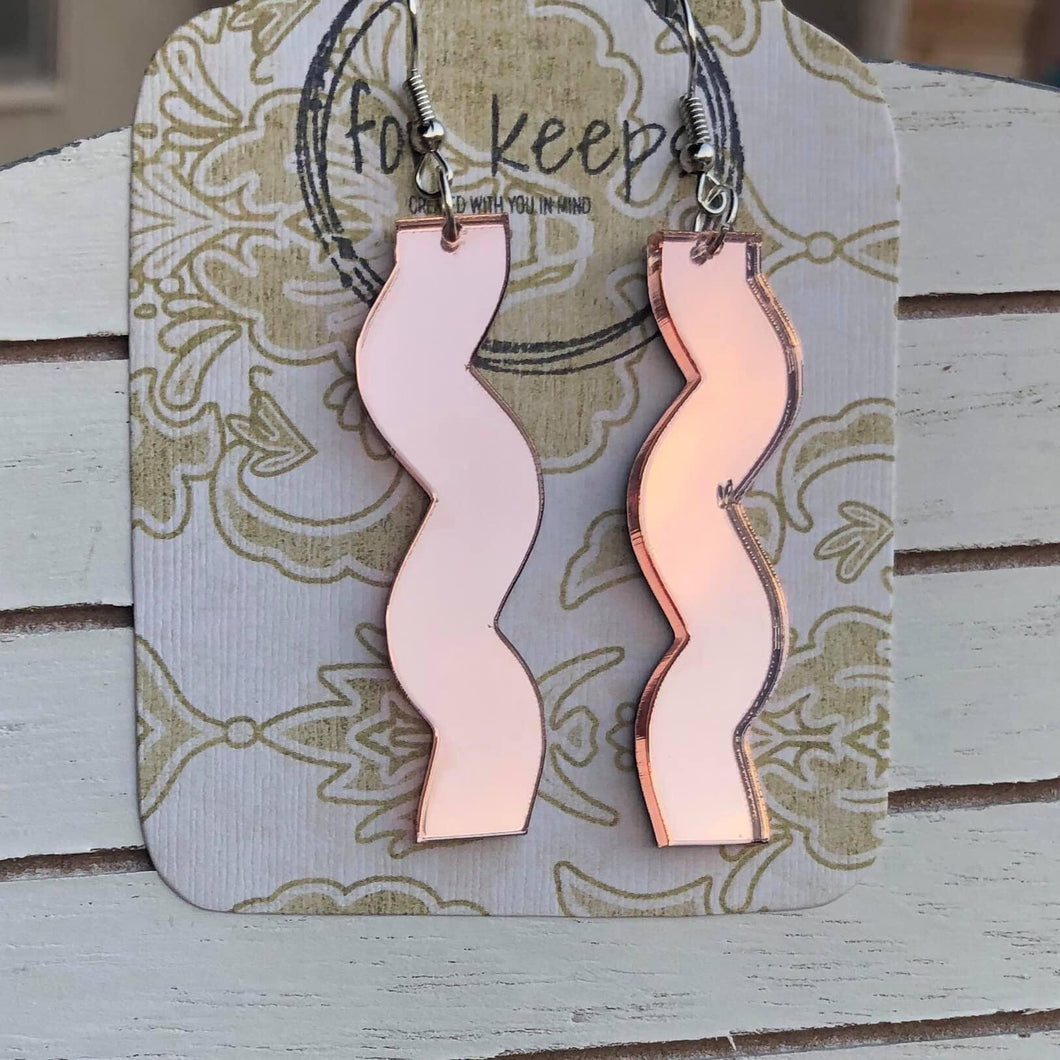 For Keeps Mirrored Rose Gold Acrylic Rio Earrings
