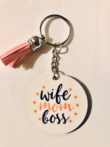 Wife Mom Boss Keychain