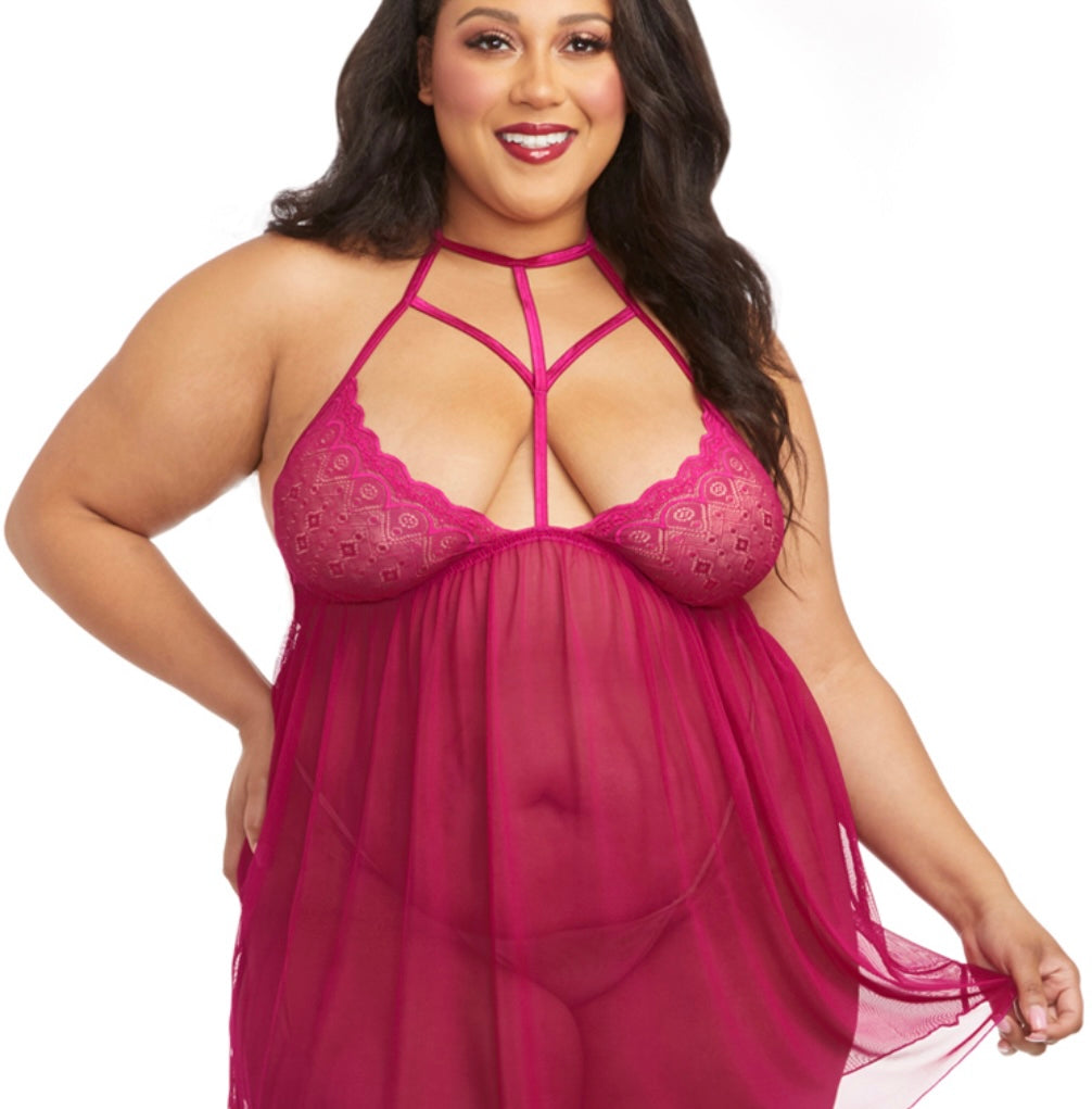 Strappy Lace & Mesh Babydoll ~ OSQ