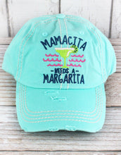 Load image into Gallery viewer, Distressed Baseball Cap Mamacita needs a margarita