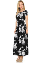 Load image into Gallery viewer, Buttery Soft Short Sleeve White Rose Maxi Dress