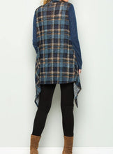 Load image into Gallery viewer, Color Block Plaid Open Cardigan ~ Blue