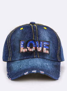“Love” Denim Baseball Cap