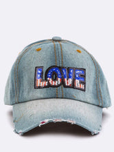 Load image into Gallery viewer, “Love” Denim Baseball Cap